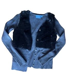 Simply Vera Wang Black fur/Wool Cardigan